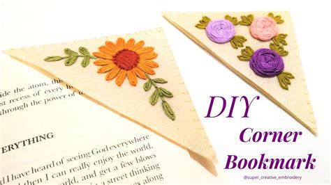 How To Make Hand Embroidery Corner Bookmark Embroidered Bookmark