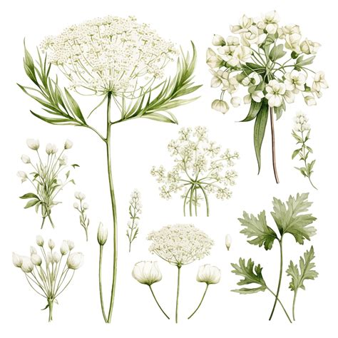 Premium Vector Beautiful Watercolor Queen Annes Lace Flowers Clipart