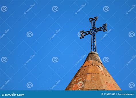 Cross of the Armenian Apostolic Church on Vivid Sunny Blue Sky Stock Photo - Image of ...