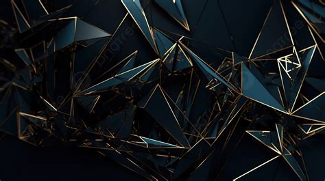 Dark And Abstract Backdrop Of Golden Triangles And Triangles Background