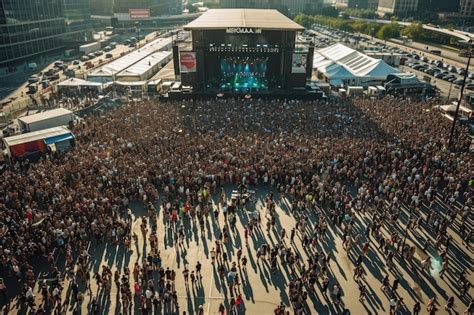 Premium Photo | Large Crowd of People Standing in Front of a Stage at a ...