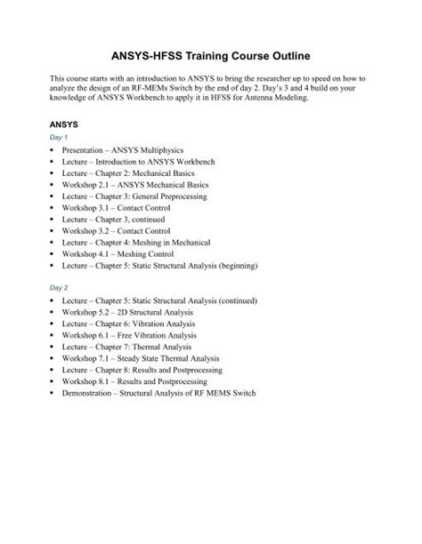 Ansys Hfss Training Course Outline