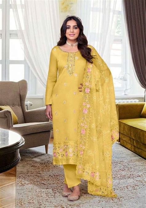 Yellow Silk Semi Stitch Churidar Suits Aarshi Fashions 4328248