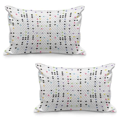 Colorful Quilted Pillowcover Set Of Metro Scheme With Vivid Colored