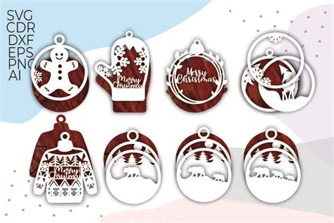 Christmas Bundle Ornaments Svg Files For Laser Cut Glowforge