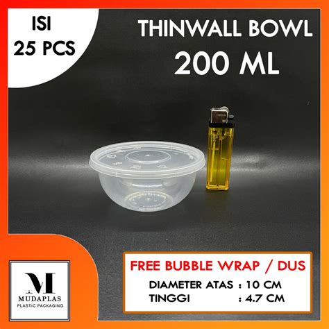 Jual Thinwall Bowl 200 Ml Mangkok Bulat Cup Puding Plastik 200 Ml Isi