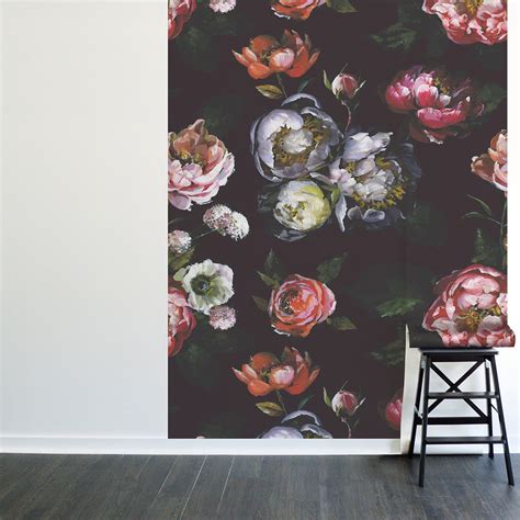 Red Barrel Studio Moody Bloom Painted Blooms Peel And Stick Wall Mural