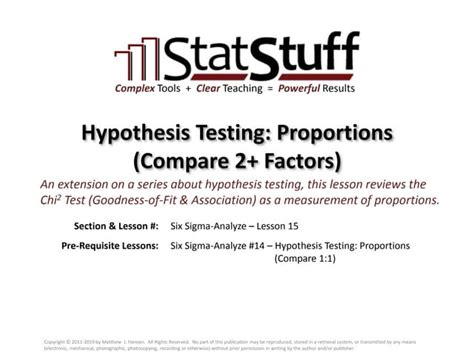 Hypothesis Testing Proportions Compare 2 Factors Ppt