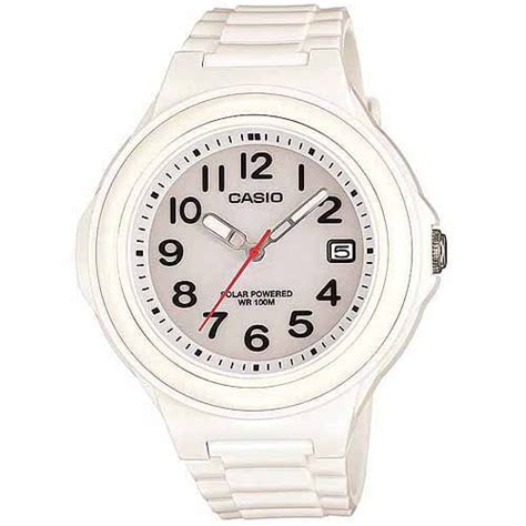 Casio Women S Solar Powered Watch White Glossy Resin Strap