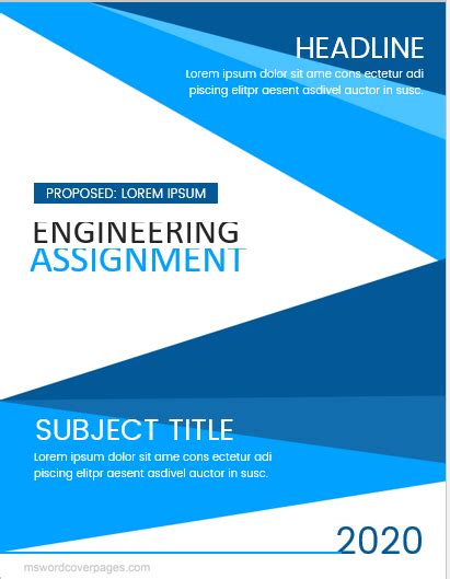 Engineering Assignment Cover Page Templates | MS Word Cover Page Templates