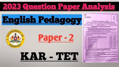 Kar Tet English Pedagogy Question Paper Analysis Language