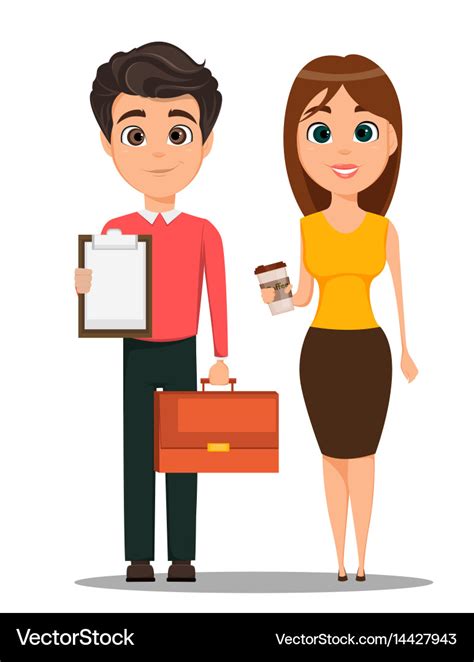 Business Man And Business Woman Cartoon Royalty Free Vector