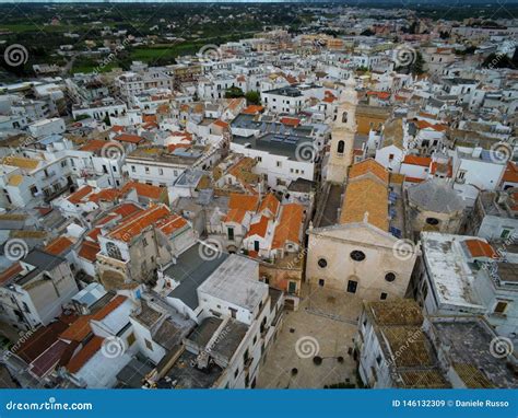 Aerial Shot with Drone of the Church of the Nativity in the Town of Noci, Near Bari, in the ...