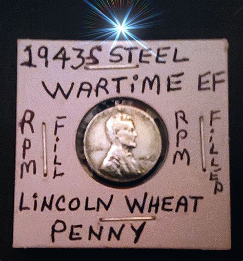 1943 S Lincoln Wartime Steel Wheat Penny With Filled Mint Mark In Ef