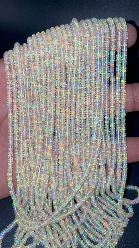 16 Inch Flashy Ethiopian Opal Smooth Rondelle Bead 3mm Ethiopia Opal