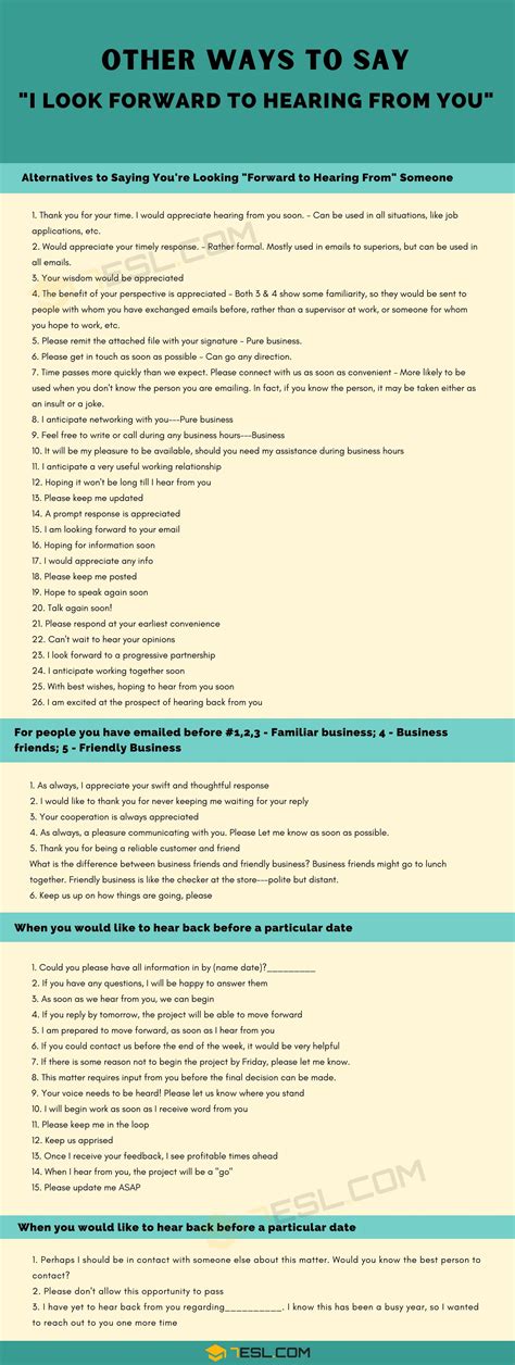 50 Great Alternatives to "I Look Forward to Hearing From You" • 7ESL