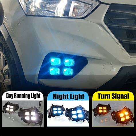 Led Drl Front Fog Light Lamp Streamer Color Fit For Hyundai Ix