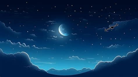 Premium Photo | A night sky with a moon and stars