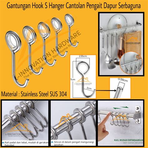 Jual Hook S Cantolan Kait Gantungan Dapur Kitchen Bar Stainlesss Sus