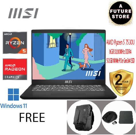 Msi Modern B M Fhd Laptop Classic Black Ryzen U