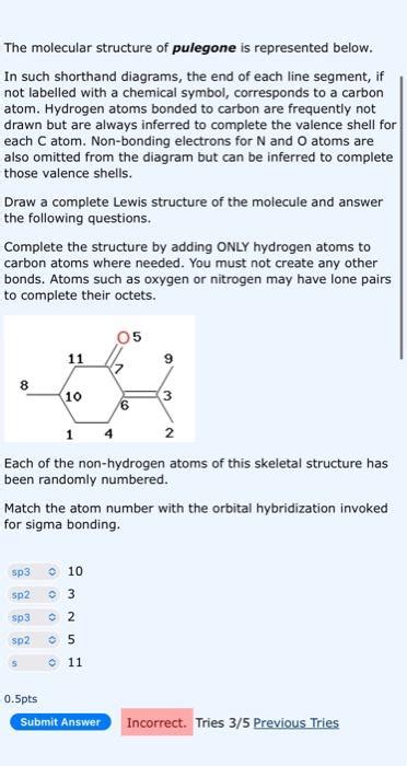 Solved The molecular structure of pulegone is represented | Chegg.com