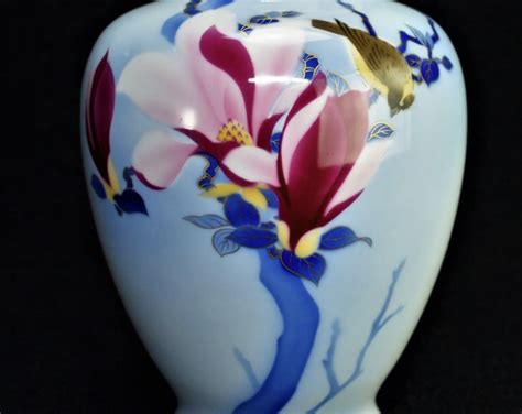 Fukagawa Vase Peony Motif Arita Porcelain Free Shipping Etsy