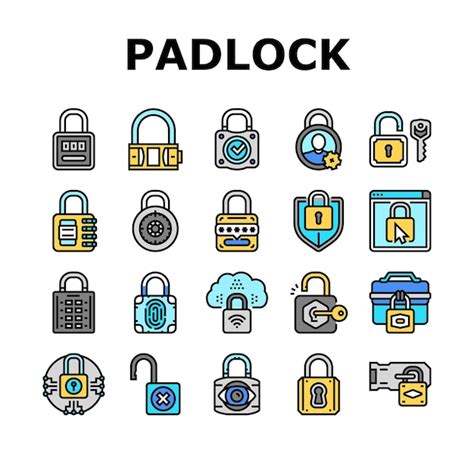 Premium Vector Padlock Lock Safe Password Key Icons Set Vector