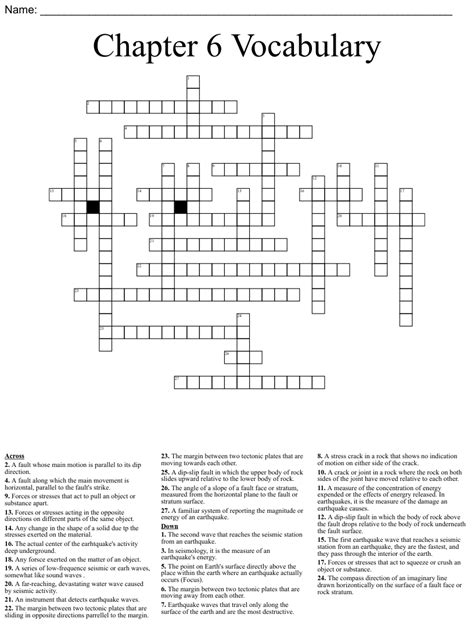 Chapter 6 Vocabulary Crossword WordMint