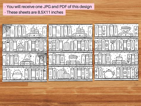 Printable Coloring Bookshelf Pages Bookshelves Coloring - Etsy