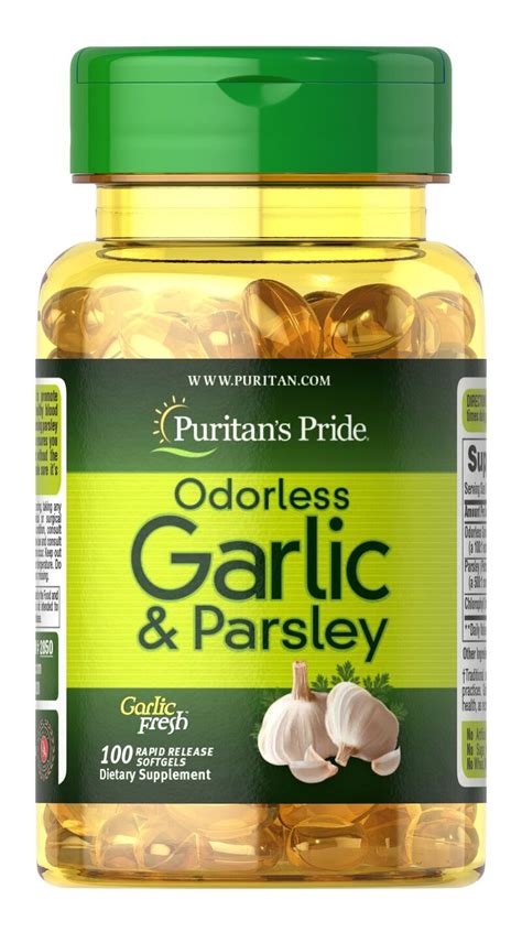 Puritans Pride Odorless Garlic And Parsley 100 Softgels Mandc Drugstore