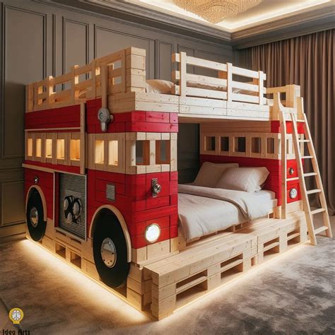 Fire Truck Inspired Pallet Bunk Bed Design Step By Step Guide Idea Arts