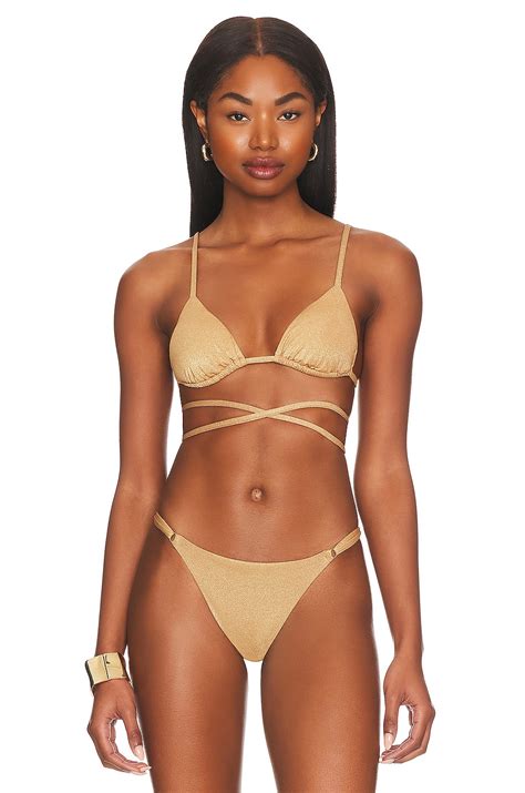 Vitamin A Sol Strappy Wrap Bikini Top In Golden Glow Metallic REVOLVE