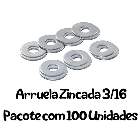 Kit 100 Arruelas Lisa Zincada 3 16 100 L G Steel Submarino