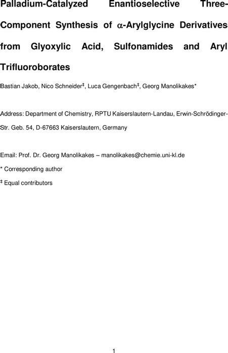 Palladium Catalyzed Enantioselective Three Component Synthesis Of Alpha