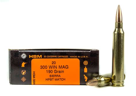 Hsm 300 Winchester Magnum 190 Gr Sierra Matchking Hpbt Match Box Of 20