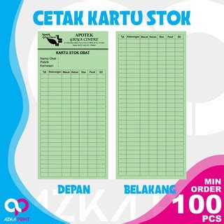 Jual Cetak Kartu Stock Persediaan Barang Kartu Iuran Kartu Absen