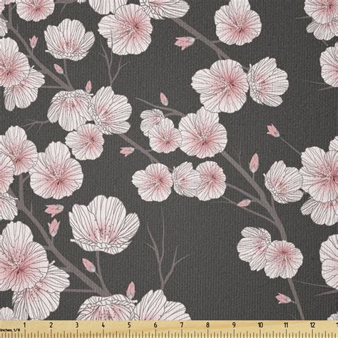 Cherry Blossom Fabric By The Yard Fresh Nature Theme Branches With