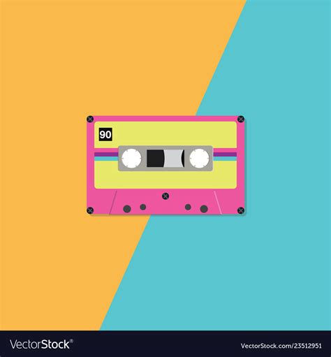 Retro cassette tape on duotone background Vector Image