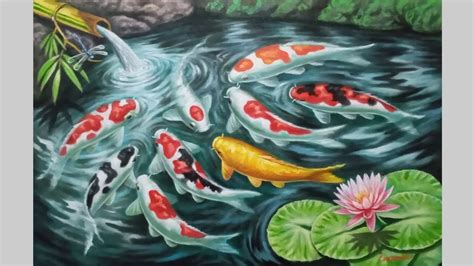 Cara Melukis Ikan Koi 60 X 90 Wono Wong YouTube