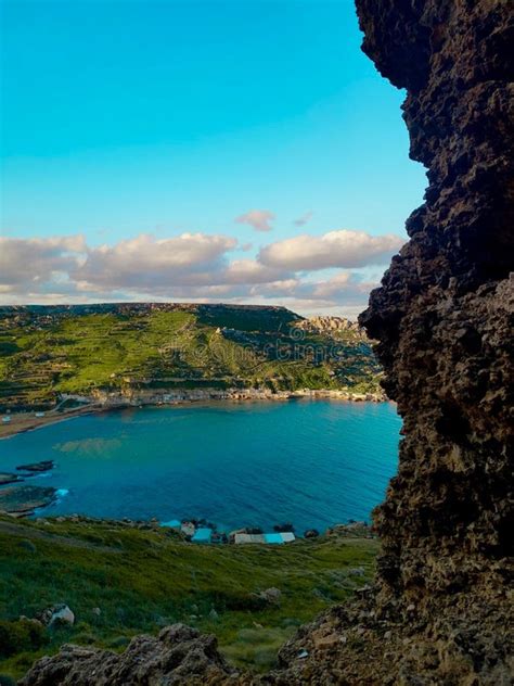 Gnejna Bay in Mgarr, Malta stock image. Image of blue - 241998765