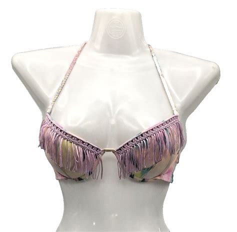 Victorias Secret Bikini Top 34a The Fabulous Padded Fringe Braided