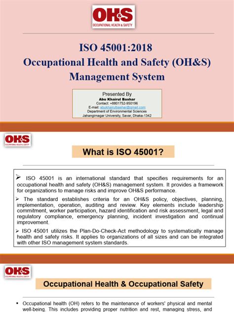 Occupational Health And Safety Management System Iso 45001 Pdf Occupational Safety And