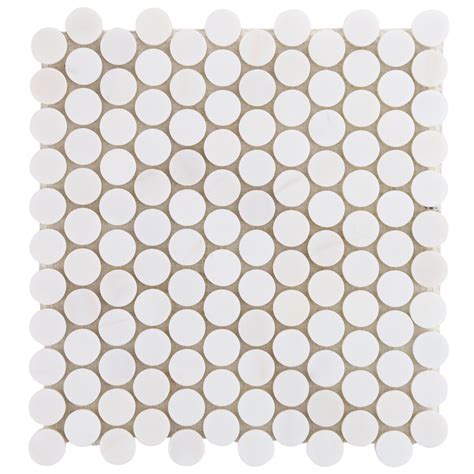 Bianco Dolomite White 1 Penny Round Premium Polished Marble Mosaic Tile