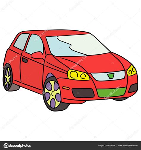 Ilustración vectorial del color del coche de dibujos animados en el