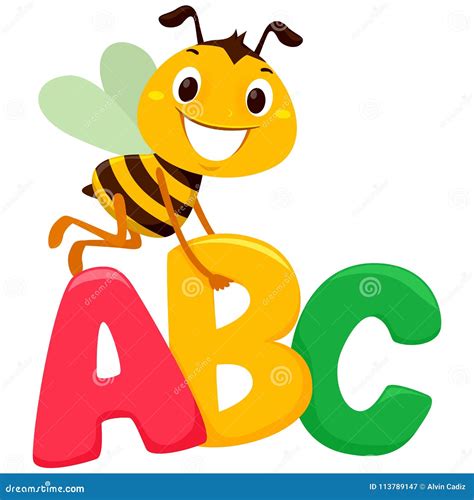 Bee Flying With Abc Letters Stock Vector Illustration Of Happy