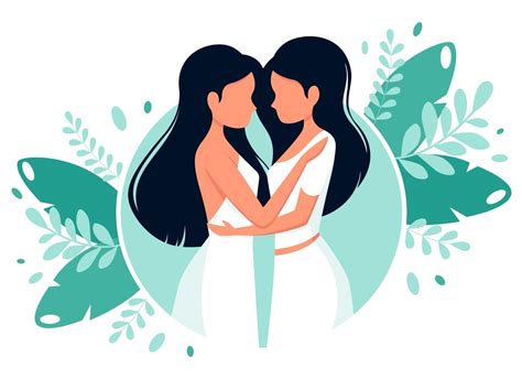 Lgbt Wedding Concept Lesbian Couple Vector Illustration In Flat Style