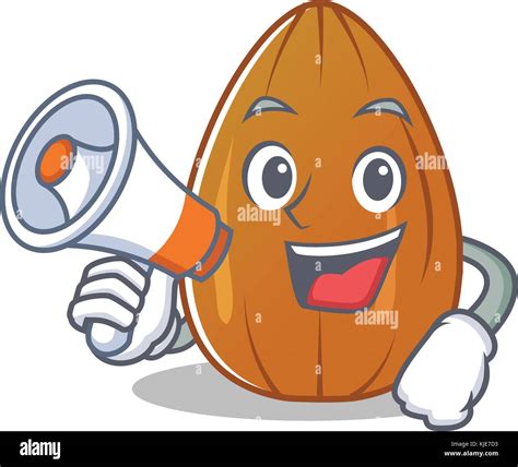 With Megaphone Almond Nut Character Cartoon Stock Vector Image Art