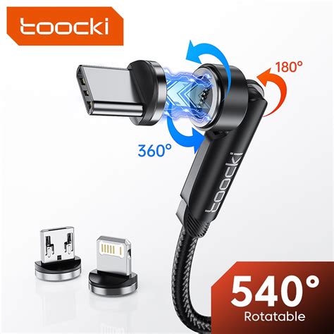 Toocki 540 Degrees Rotatable Magnetic Cable 3a Fast Charging Usb Micro