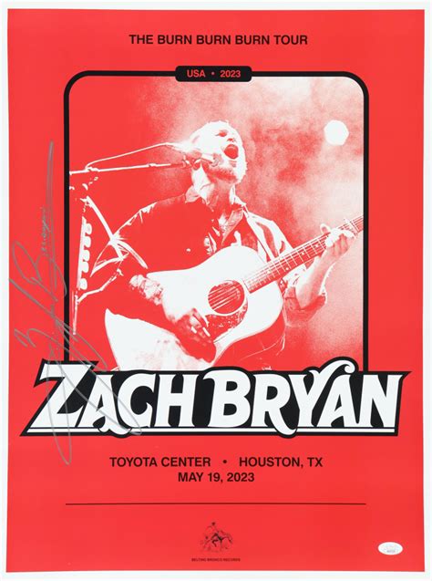 Zach Bryan Signed The Burn Burn Burn Tour 18x24 Concert Poster