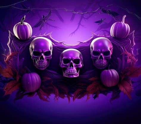 Premium Photo | Skulls for halloween on purple background